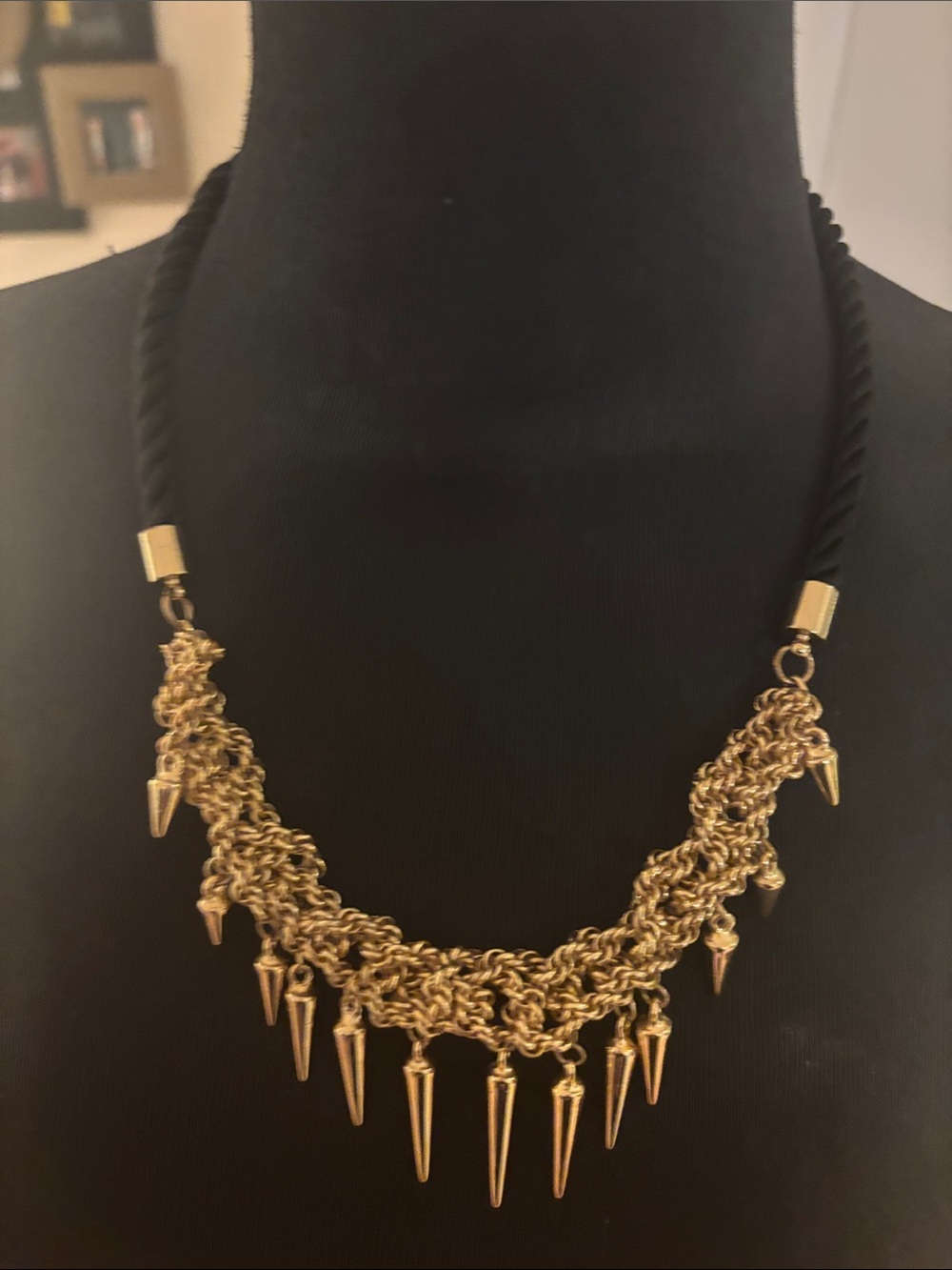 Gold Spike Chain Statement Necklace - Women Jewelry